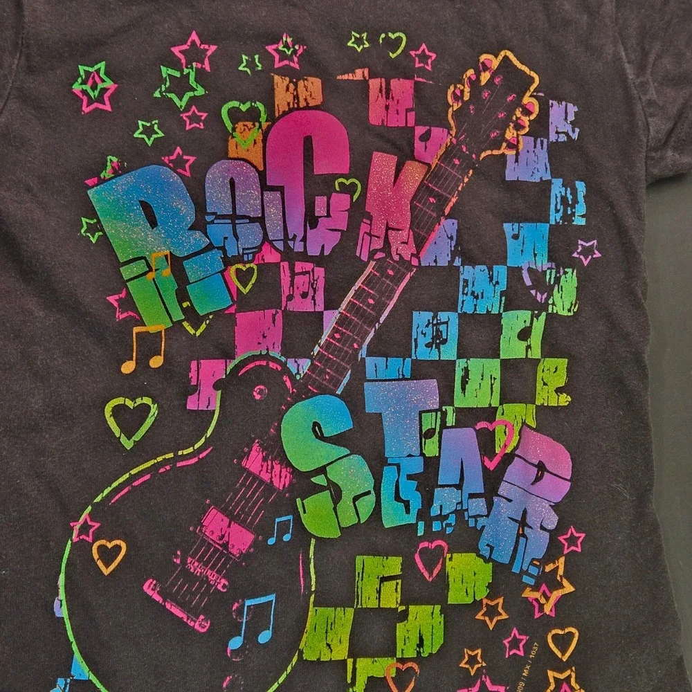 Total Girl Rock Star Tee & Carters Panda Striped Long Sleeve TopvBundle Size 4/5